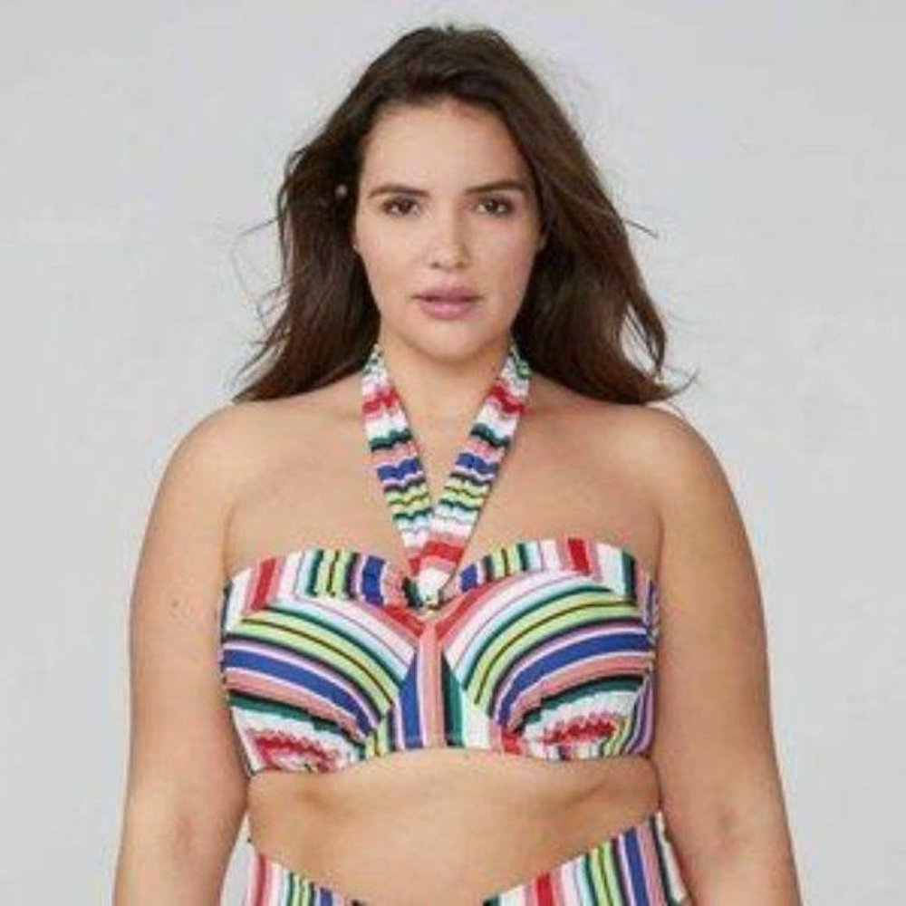 CACIQUE Rainbow Striped Bikini Swim Bandeau 40DDD
